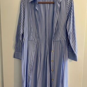 Zara Long Sleeve Blue Striped Dress